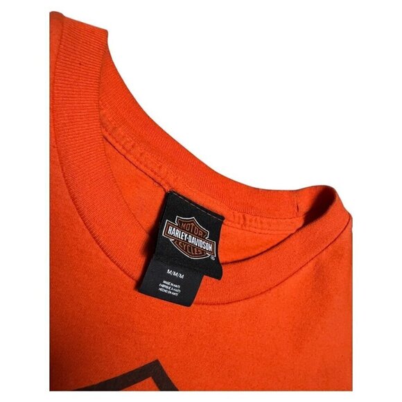 HARLEY DAVIDSON Munich Germany Orange Motorcycle Biker Tee Shirt Mens Medium - Picture 4 of 5